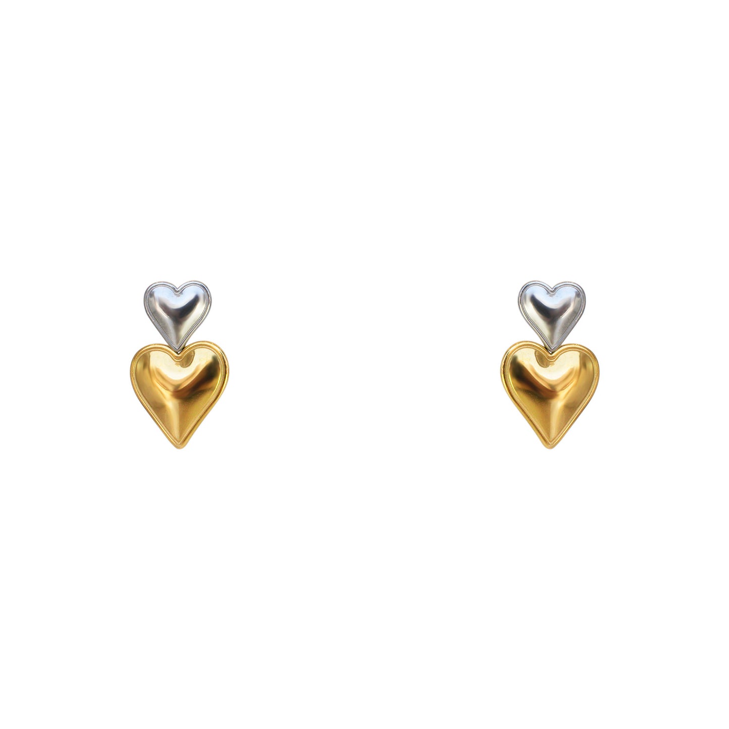 ARETES CORAZÓN DOBLE BICOLOR