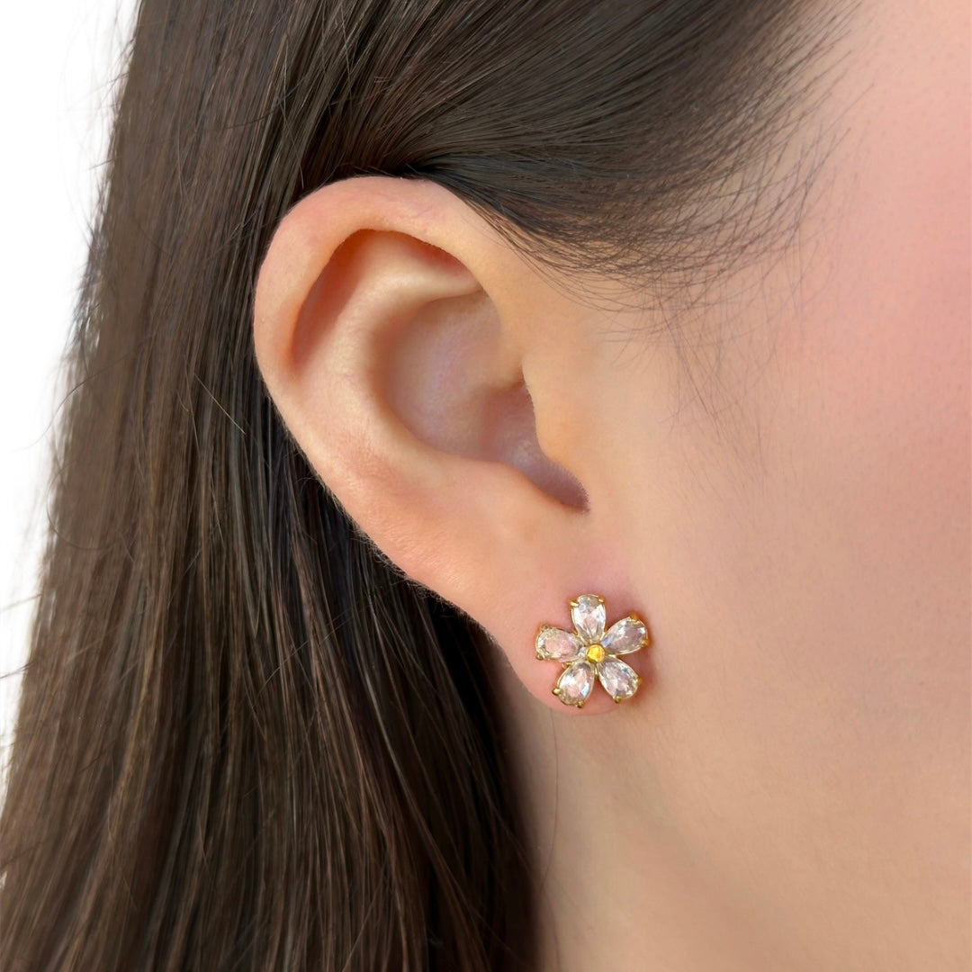 ARETE FLOR ZIRCONIA BLANCA