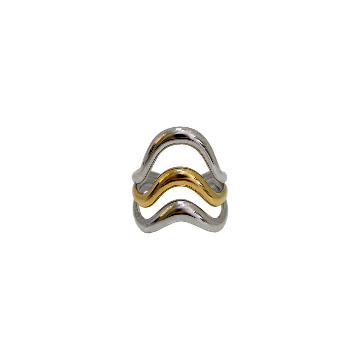 ANILLO BICOLOR 3 LINEAS CURVAS