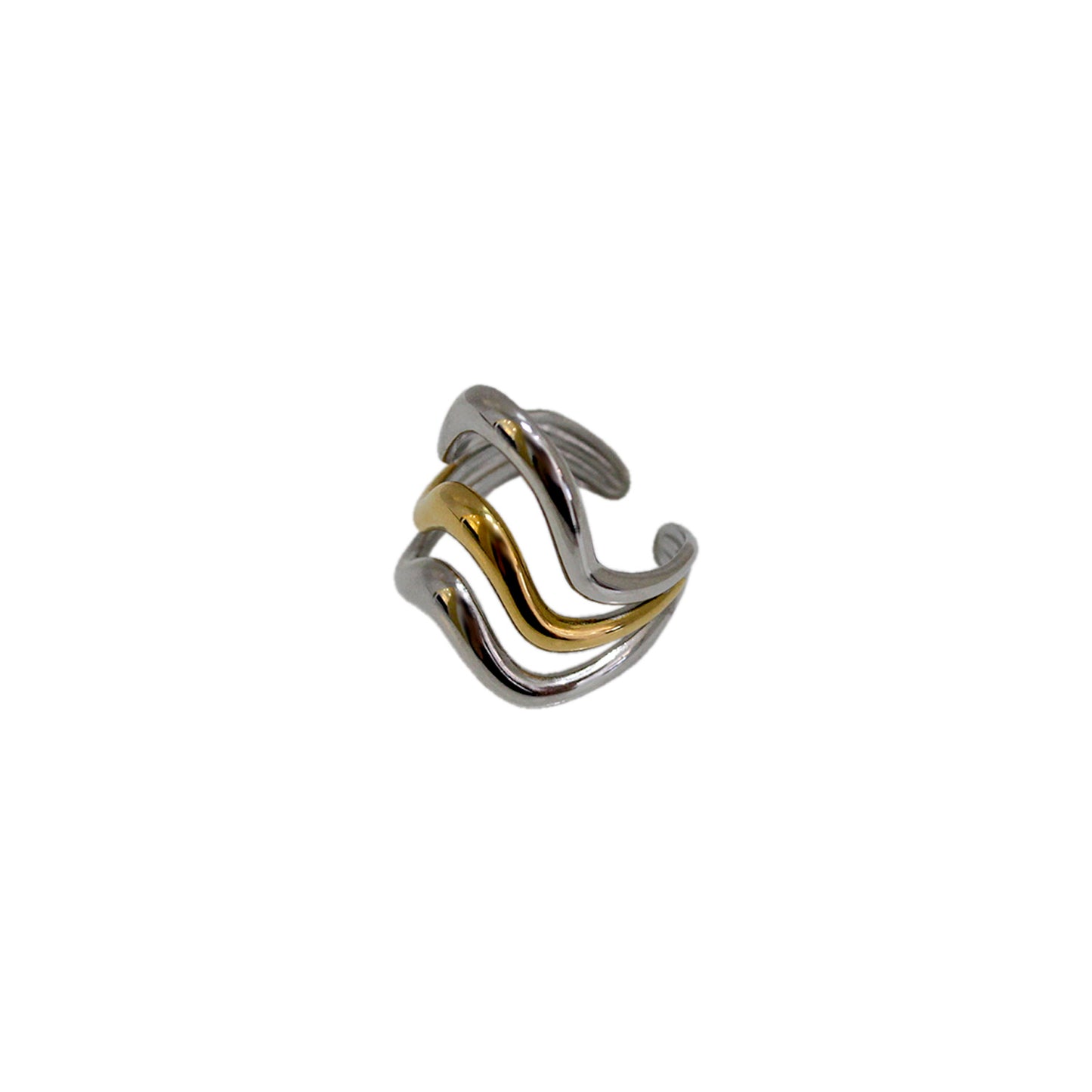 ANILLO BICOLOR 3 LINEAS CURVAS