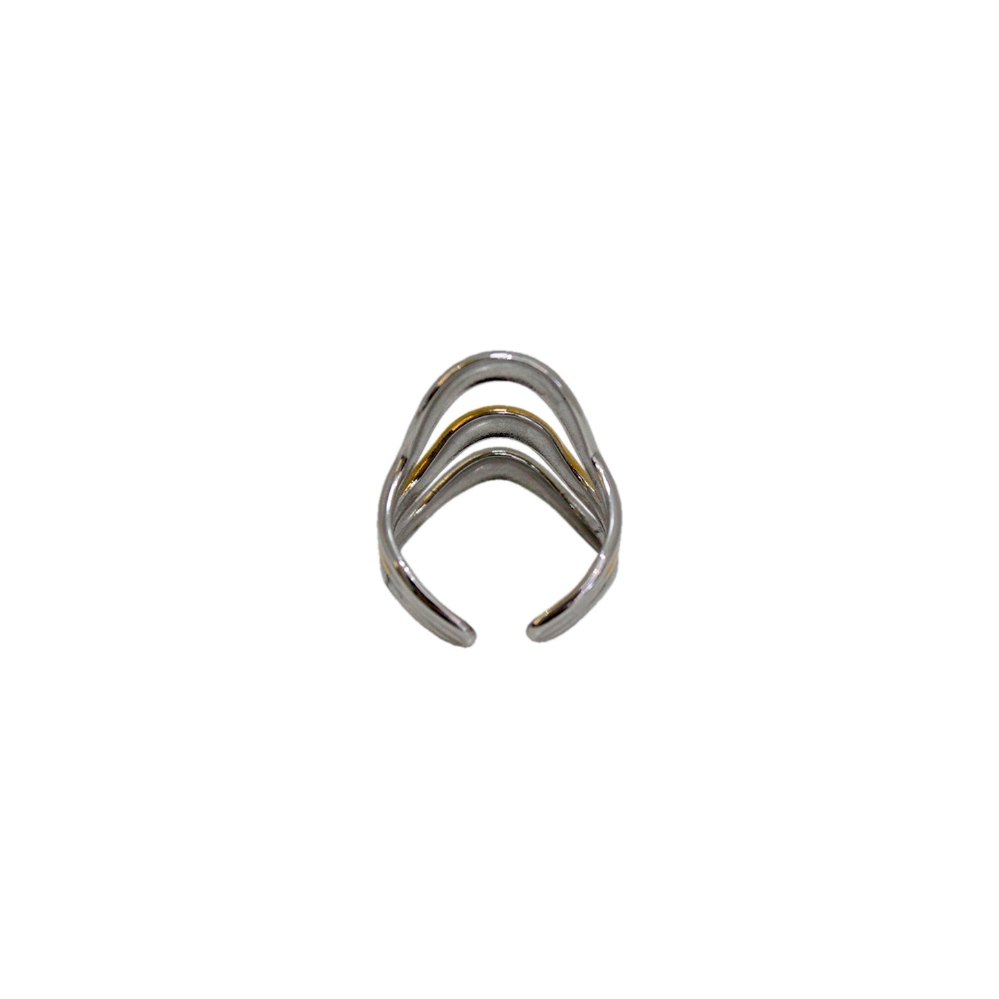ANILLO BICOLOR 3 LINEAS CURVAS