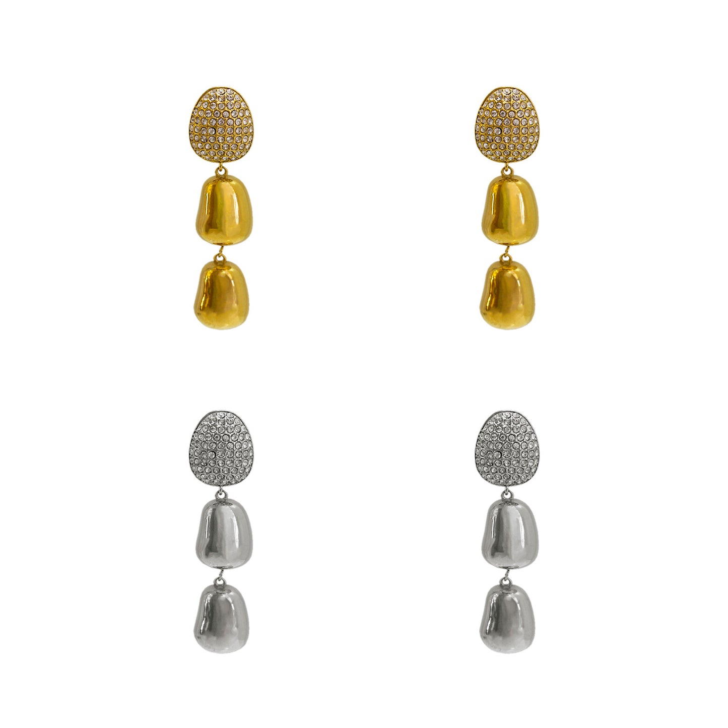ARETES 3 PIEDRAS COLGANDO