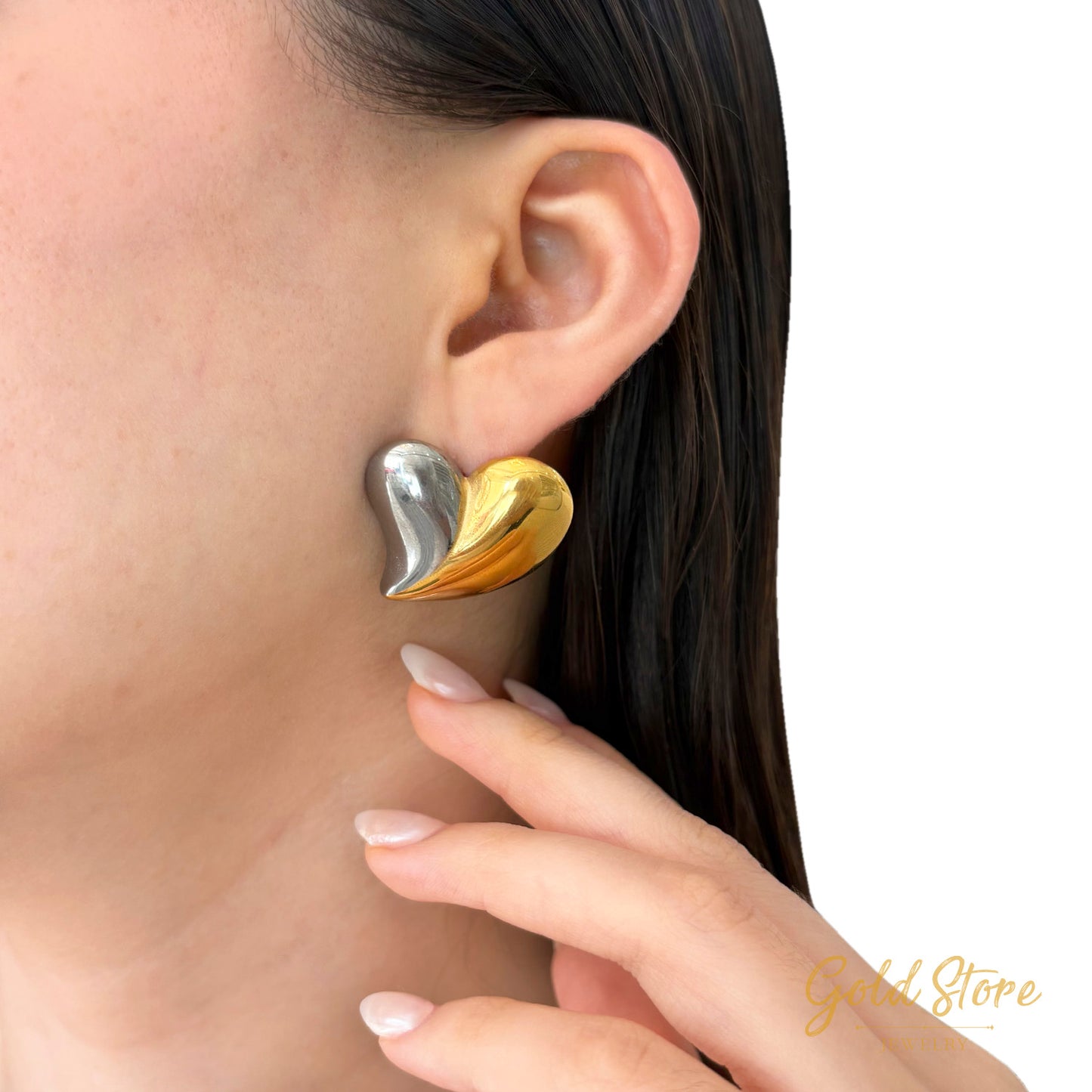 ARETES CORAZÓN CHUNKY BICOLOR