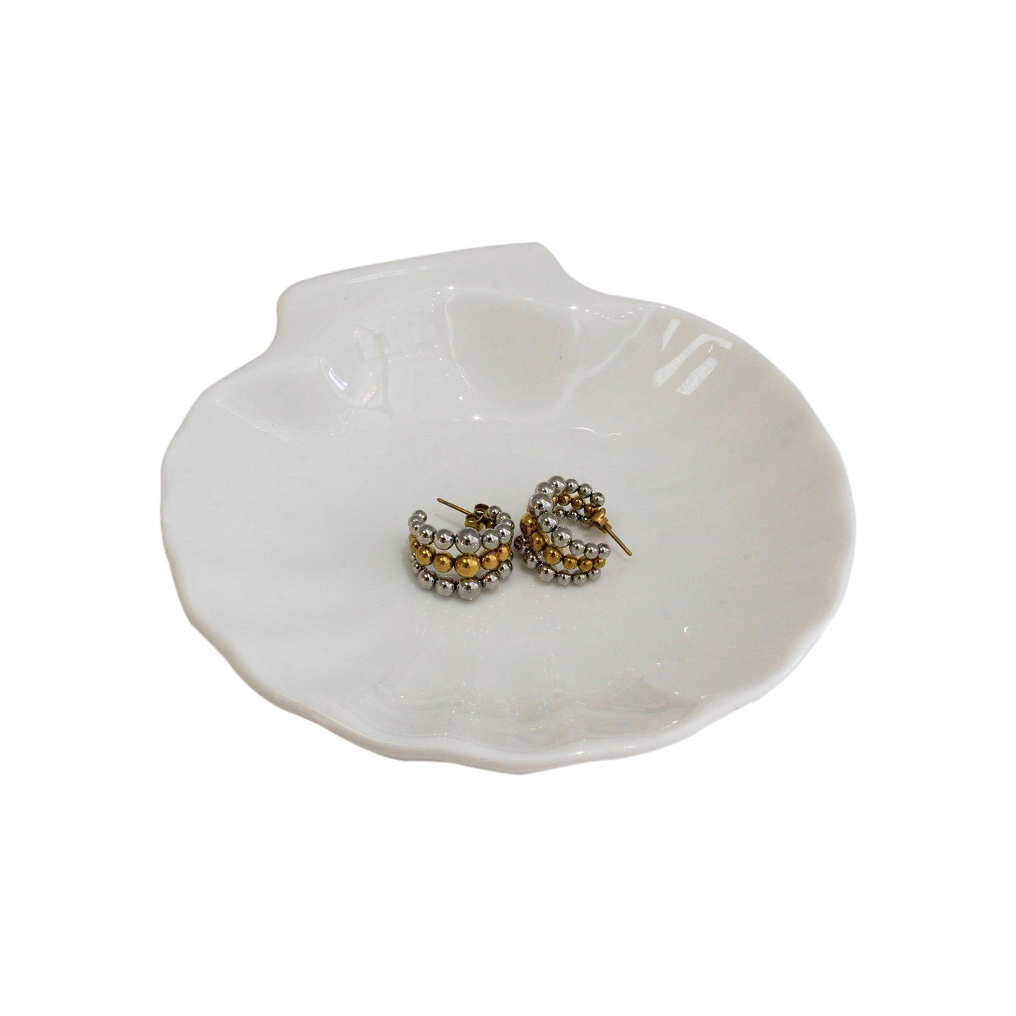 ARETES TRIPLES BOLITAS BICOLOR