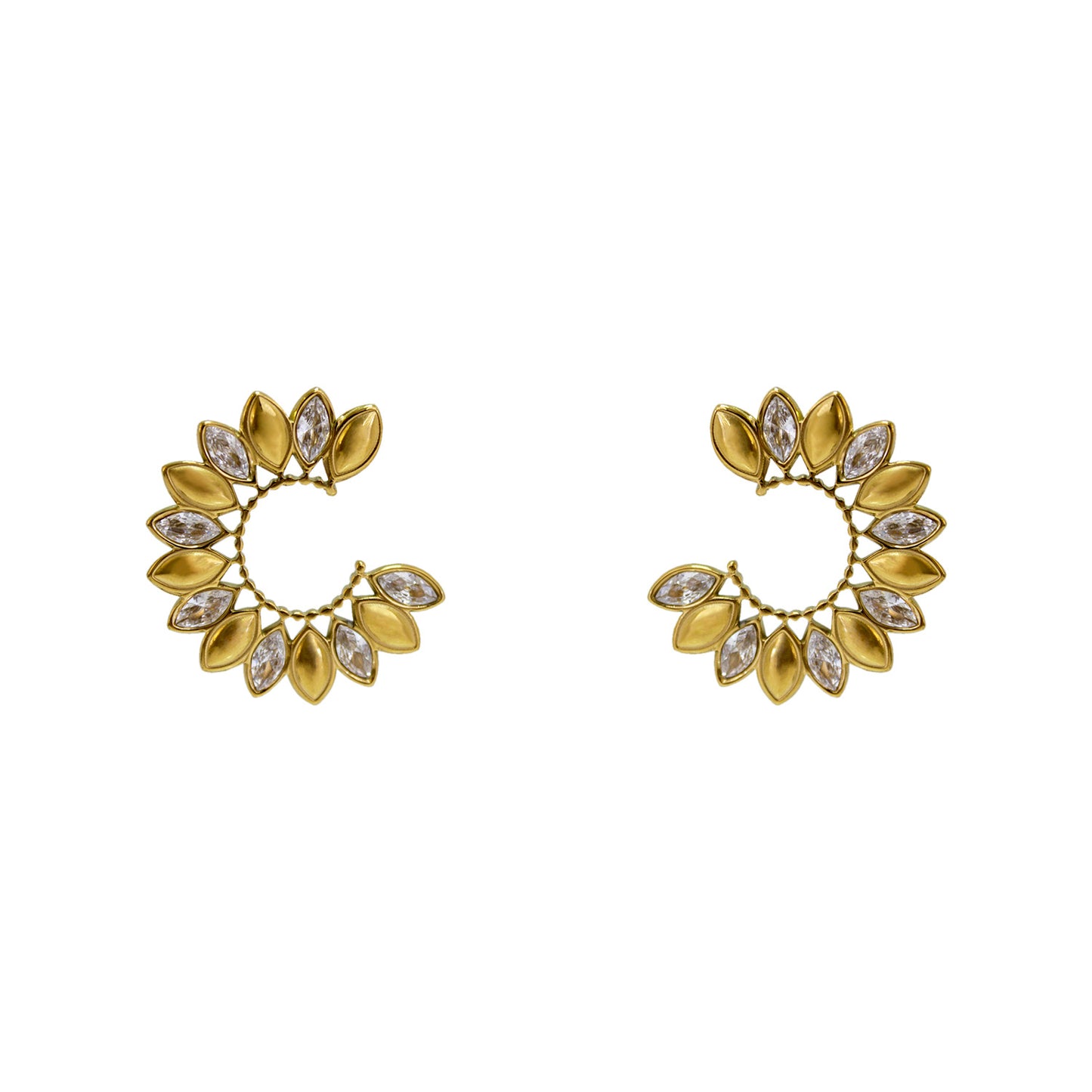 ARETES PETALOS EN SEMICIRCULO