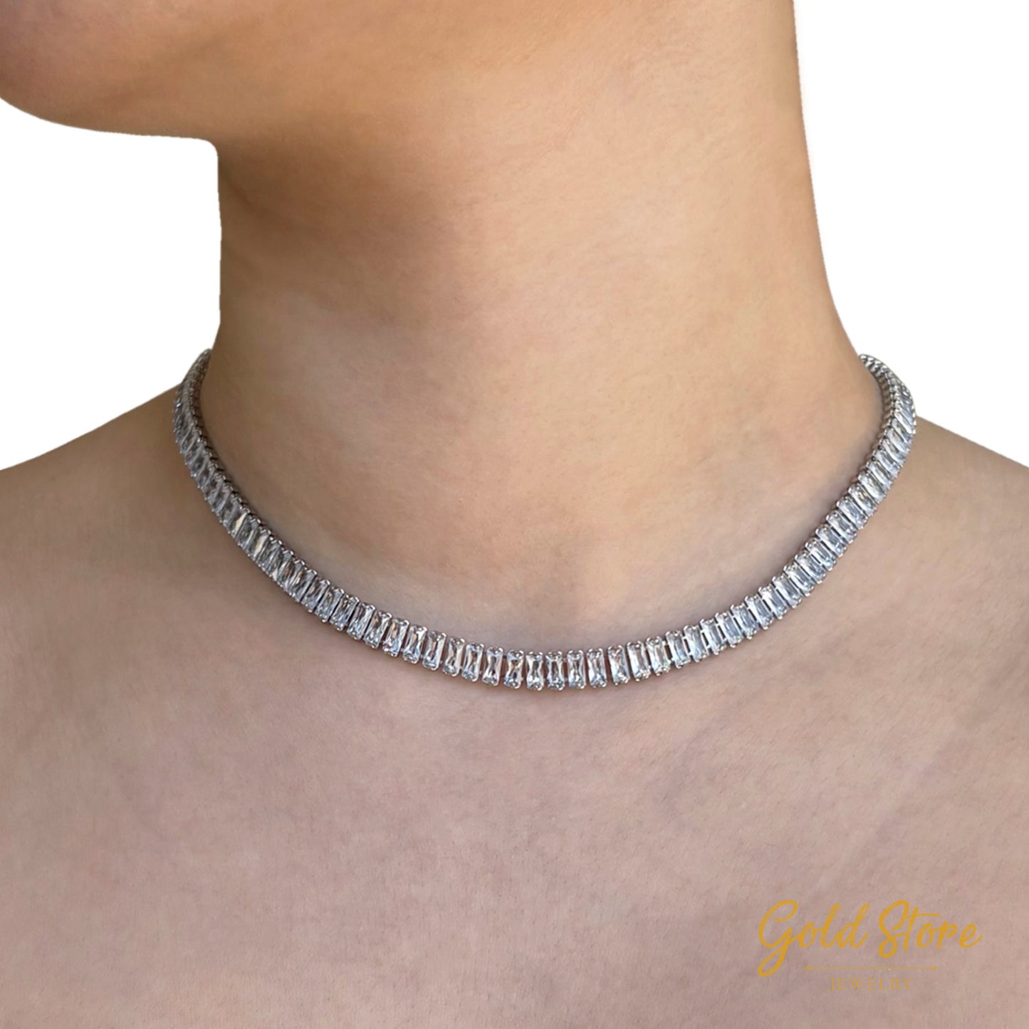 CHOKER ZIRCONIAS PLATEADAS