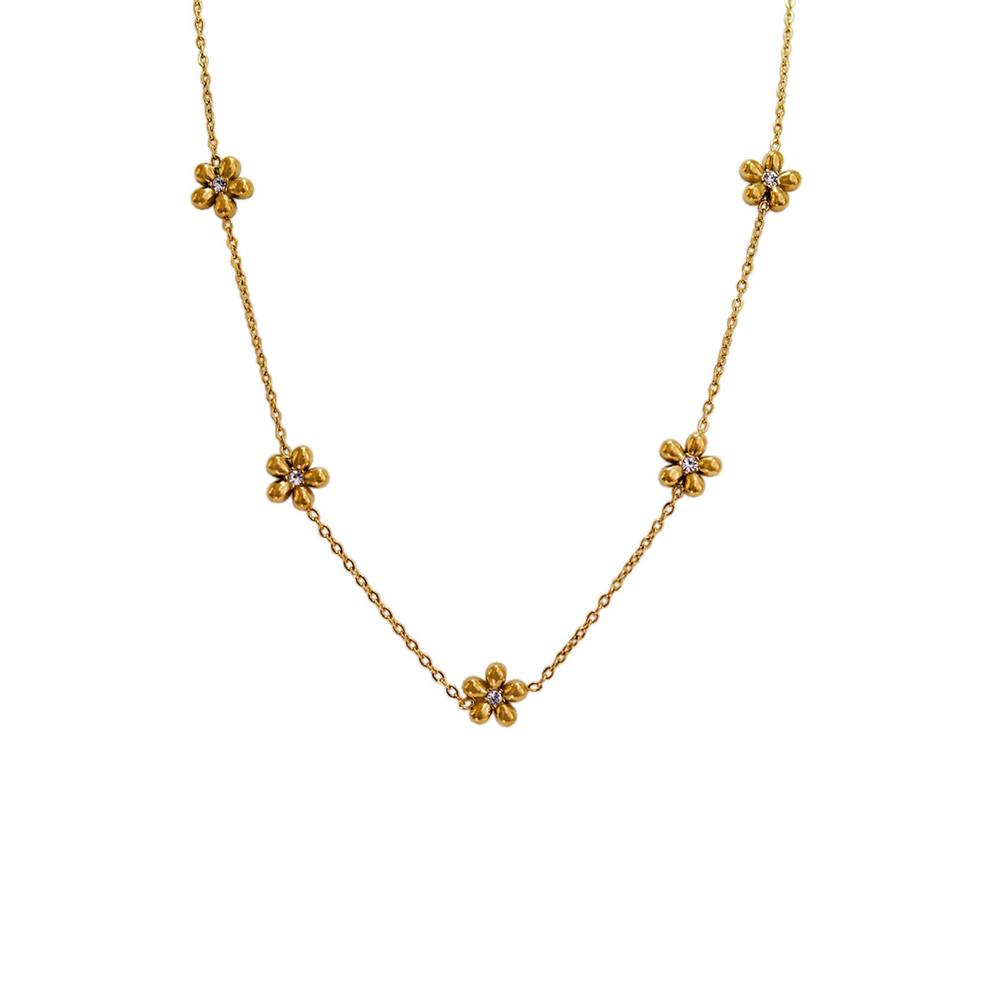 COLLAR 5 FLORES CON ZIRCONIAS