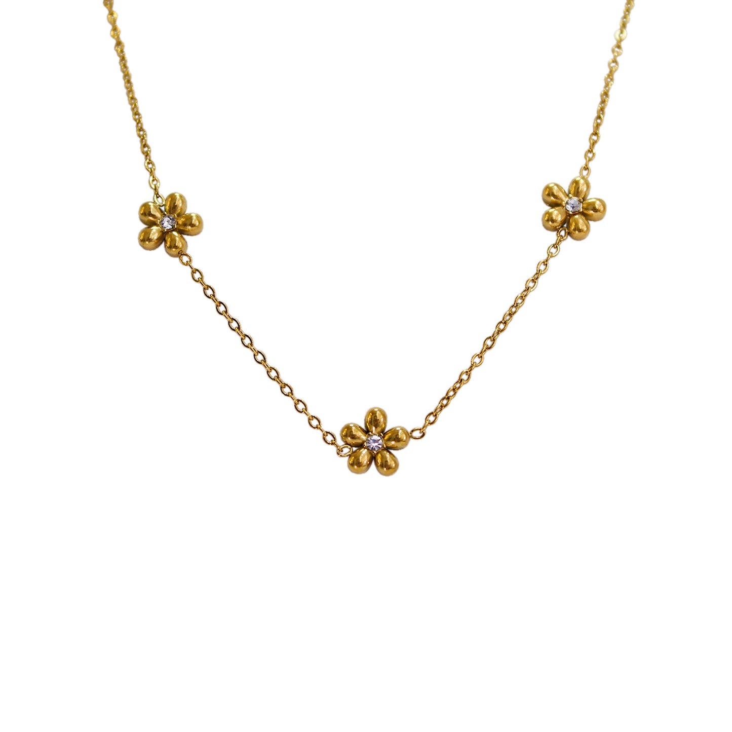 COLLAR 5 FLORES CON ZIRCONIAS