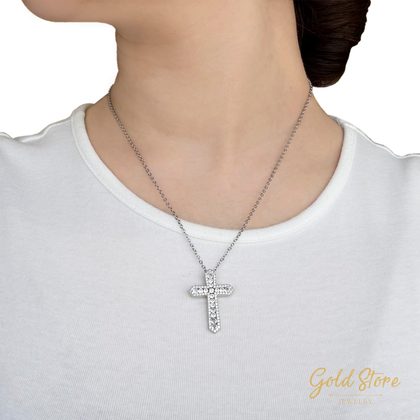 COLLAR CRUZ CHICA CON ZIRCONIAS