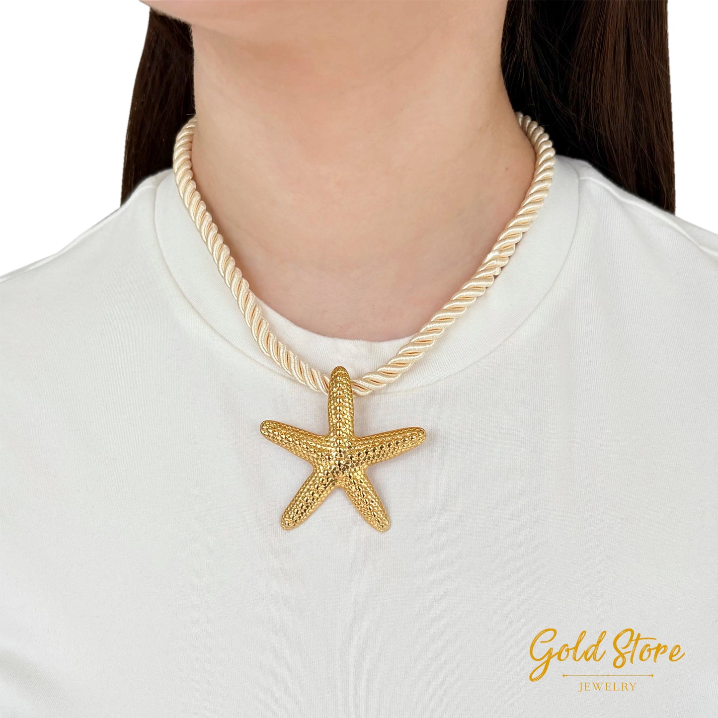 COLLAR ESTRELLA DE MAR CHUNKY CON CORDÓN