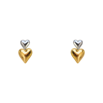 ARETES CORAZÓN DOBLE BICOLOR