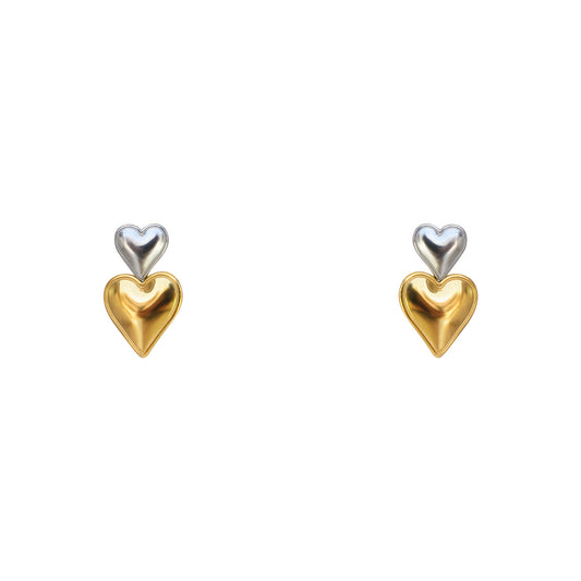 ARETES CORAZÓN DOBLE BICOLOR