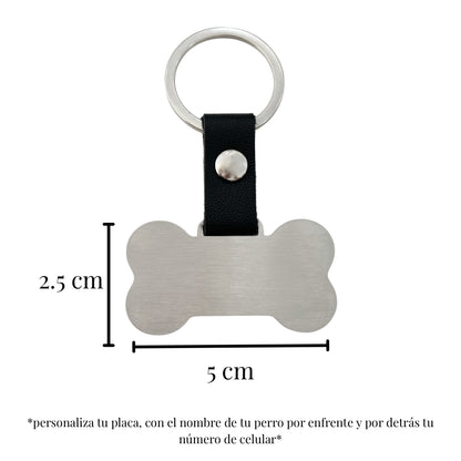 PLACA PARA PERRO AGARRE DE PIEL