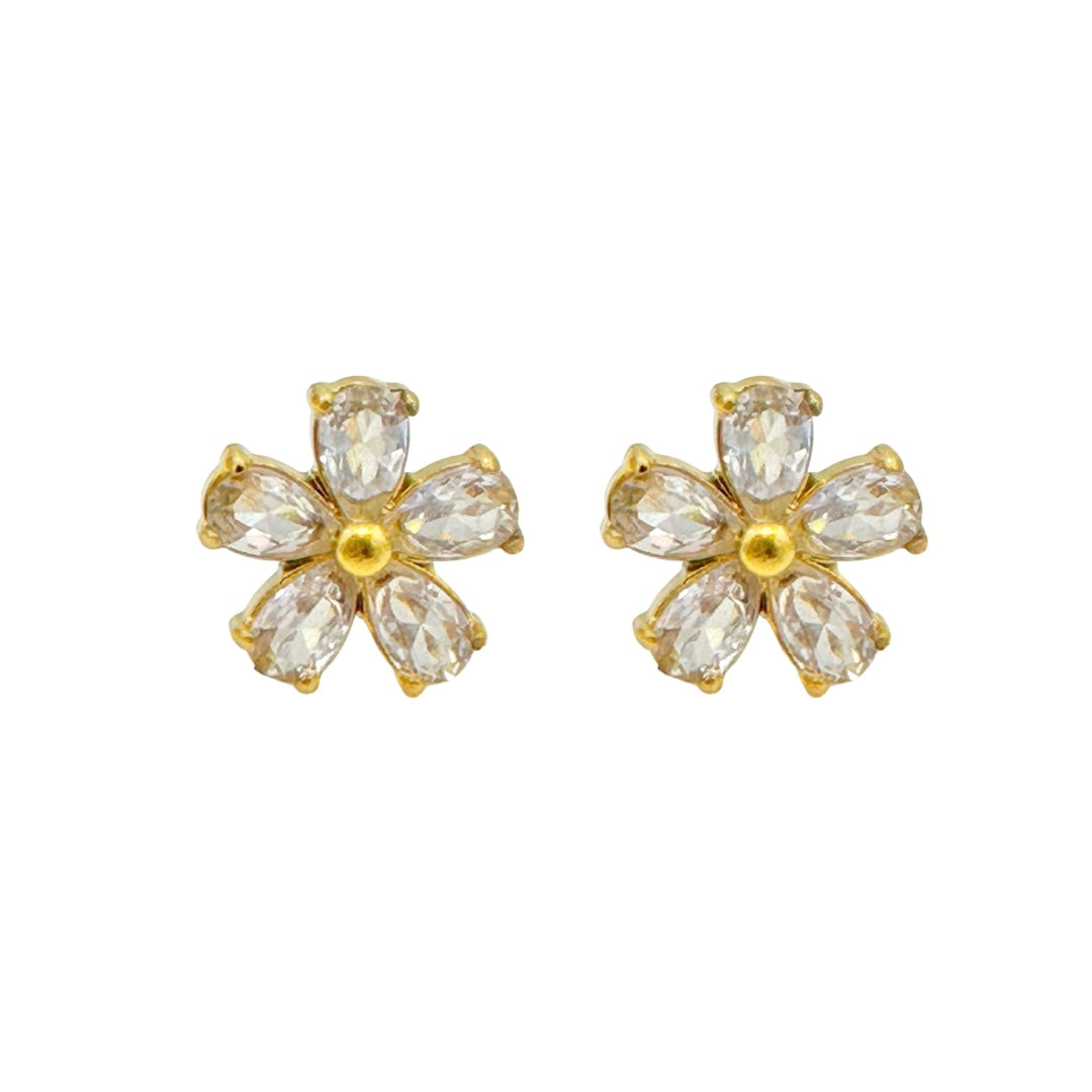 ARETE FLOR ZIRCONIA BLANCA