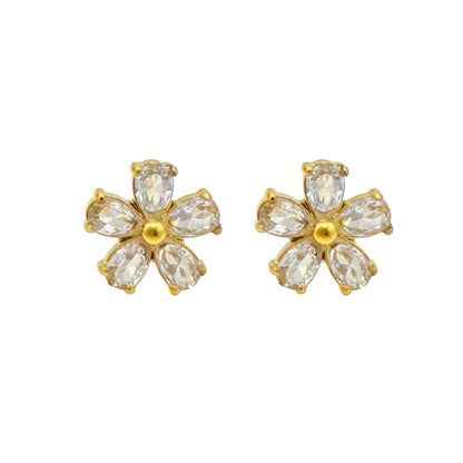 ARETE FLOR ZIRCONIA BLANCA