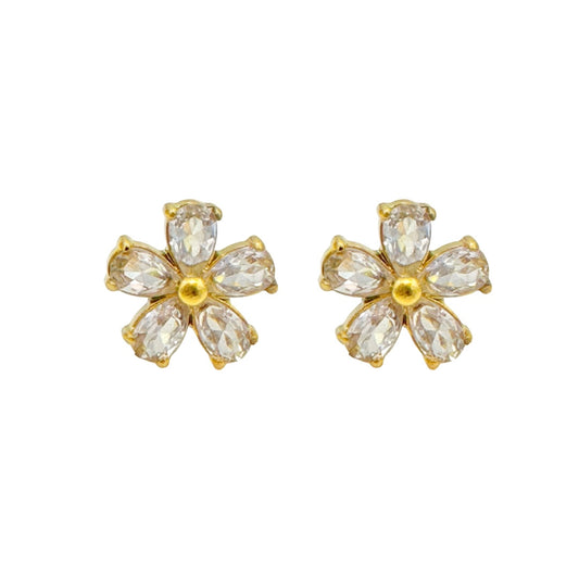 ARETE FLOR ZIRCONIA BLANCA