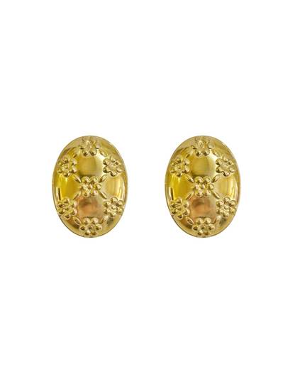 ARETES OVALADO VINTAGE FLORES