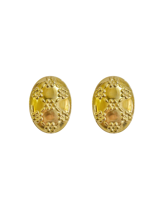 ARETES OVALADO VINTAGE FLORES