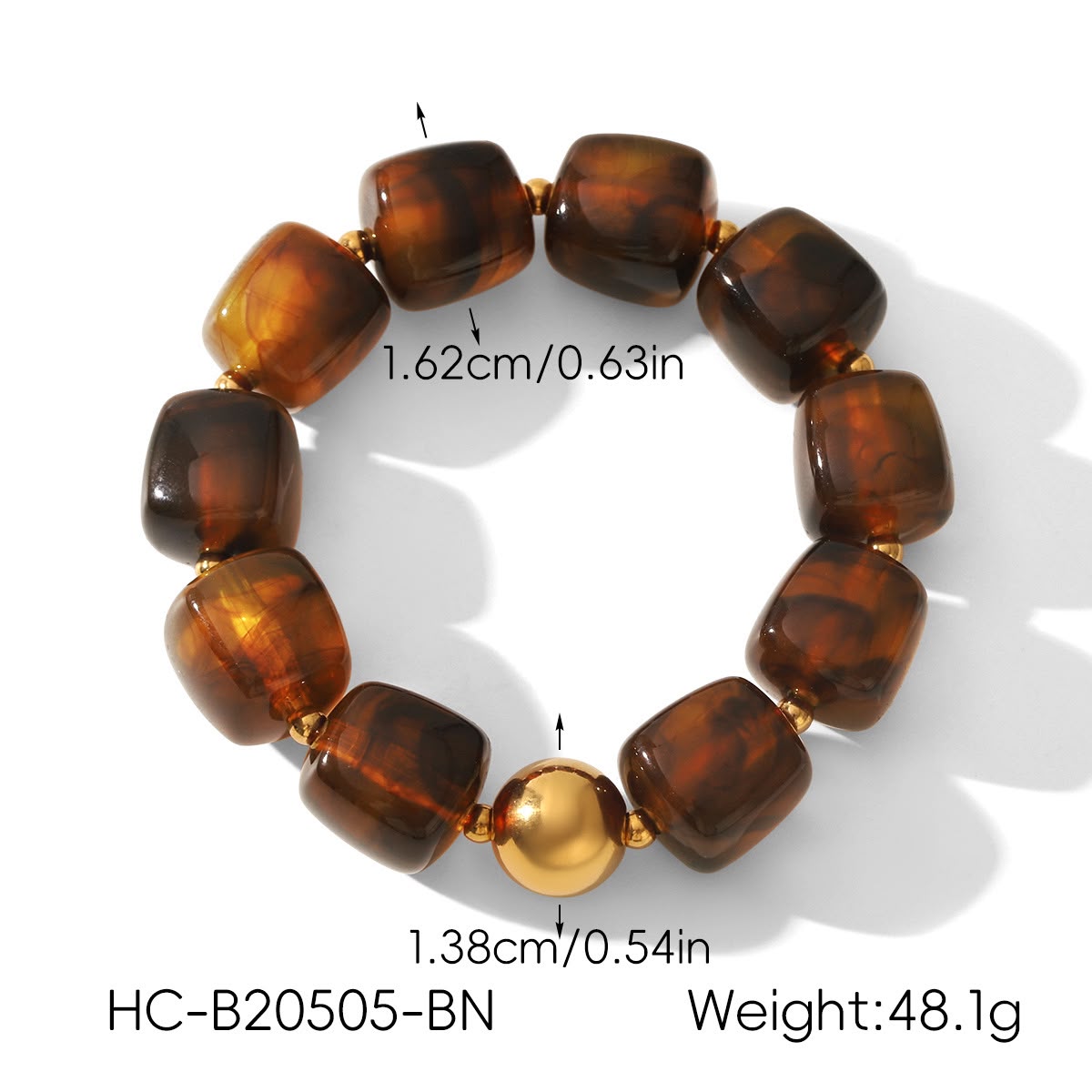 PULSERA CUENTAS Y BOLA DORADA EN MEDIO