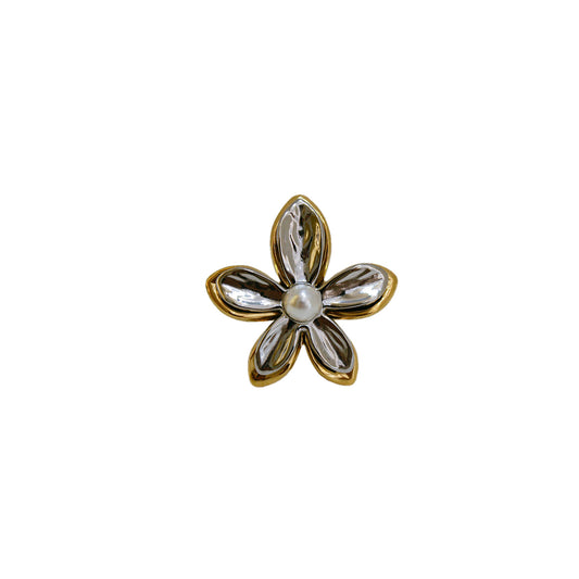 ANILLO FLOR BICOLOR CON PERLA