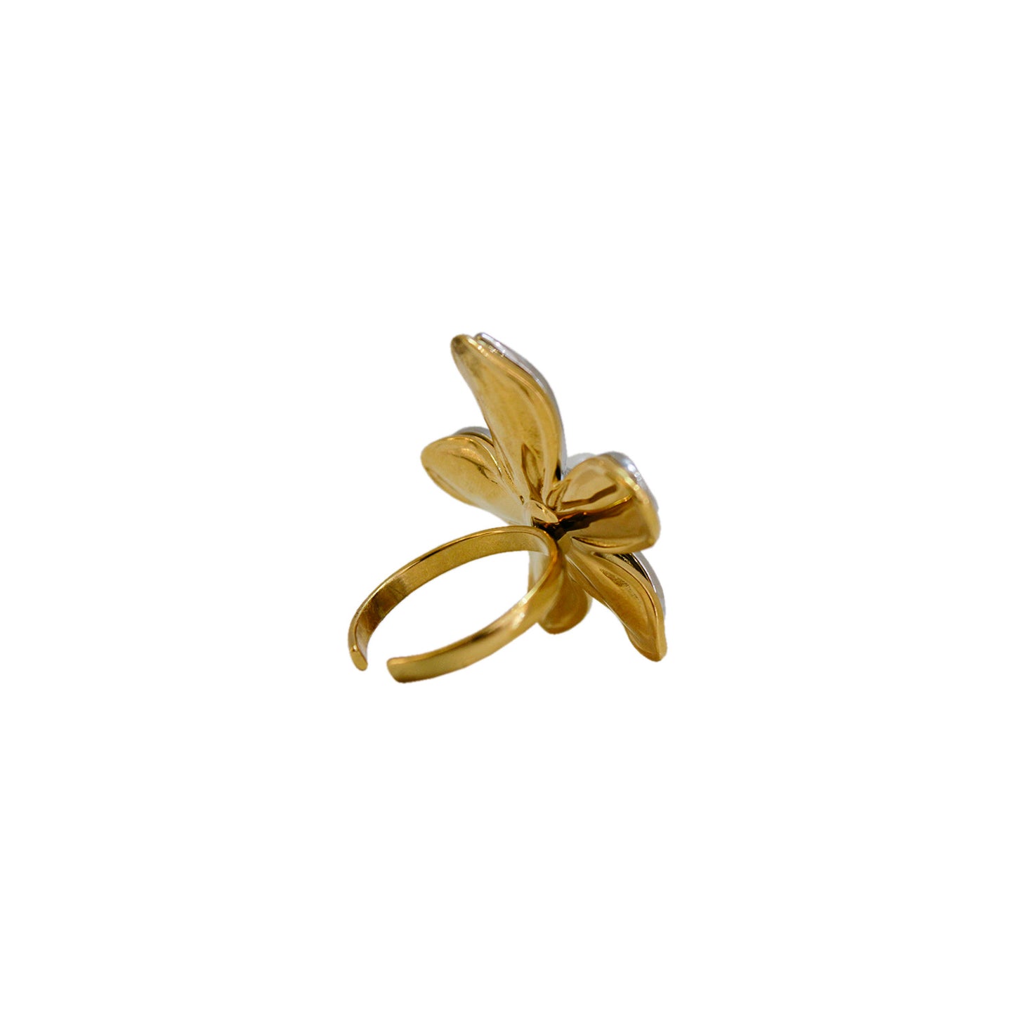 ANILLO FLOR BICOLOR CON PERLA