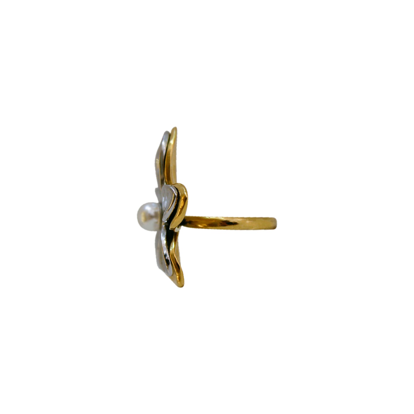 ANILLO FLOR BICOLOR CON PERLA