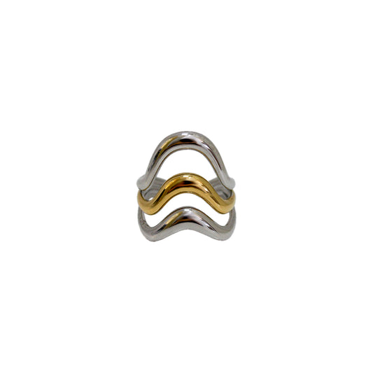 ANILLO BICOLOR 3 LINEAS CURVAS