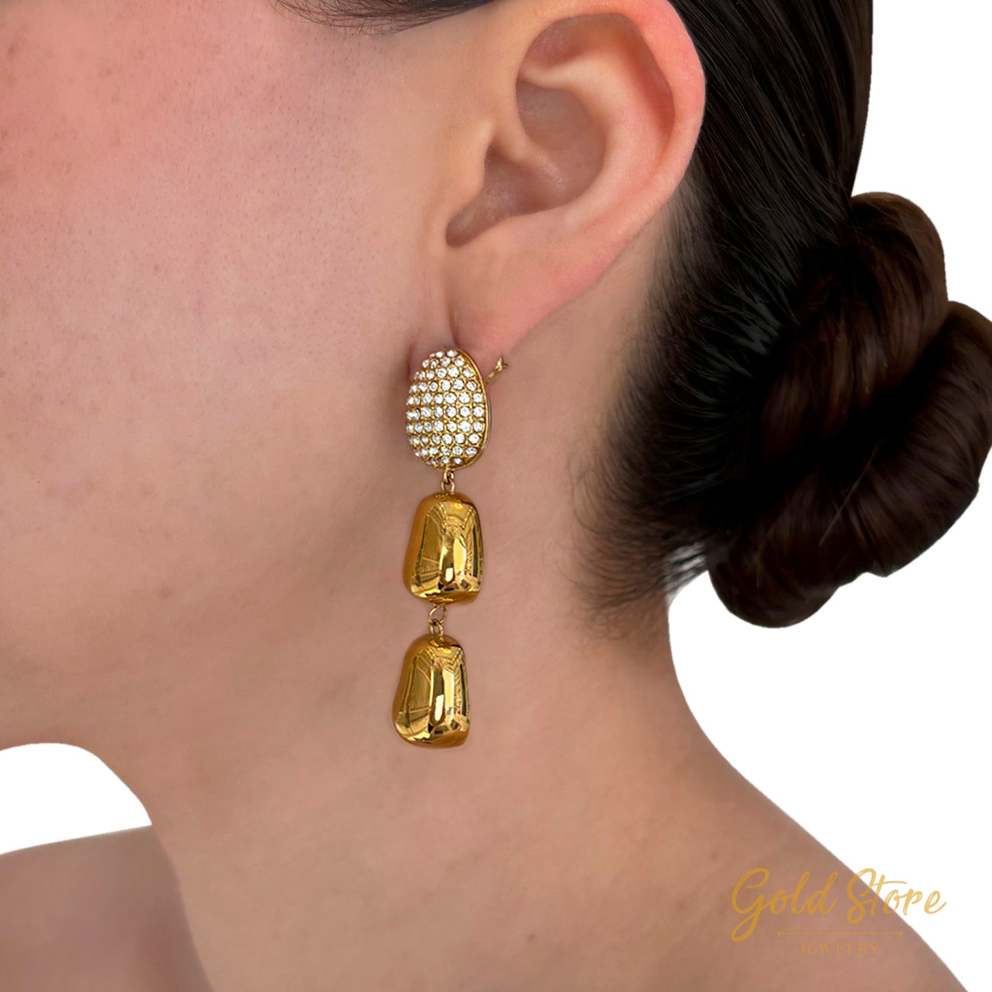 ARETES 3 PIEDRAS COLGANDO