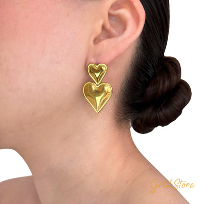 ARETES CORAZÓN DOBLE