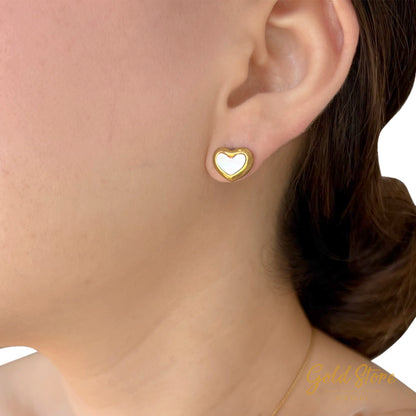ARETES CORAZÓN MADRE PERLA