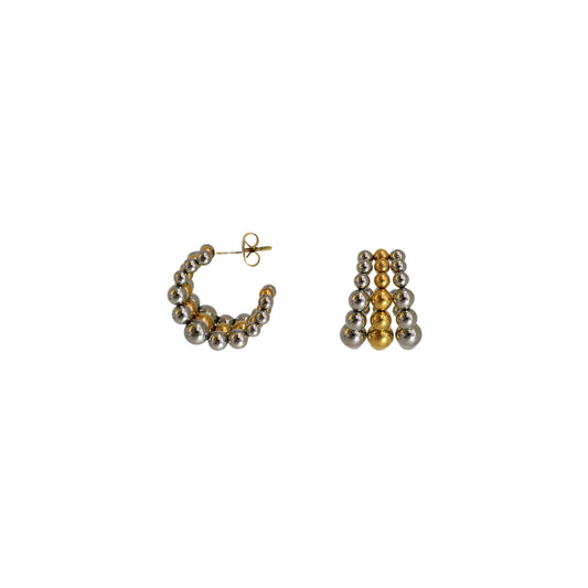 ARETES TRIPLES BOLITAS BICOLOR