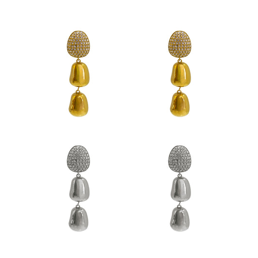 ARETES 3 PIEDRAS COLGANDO