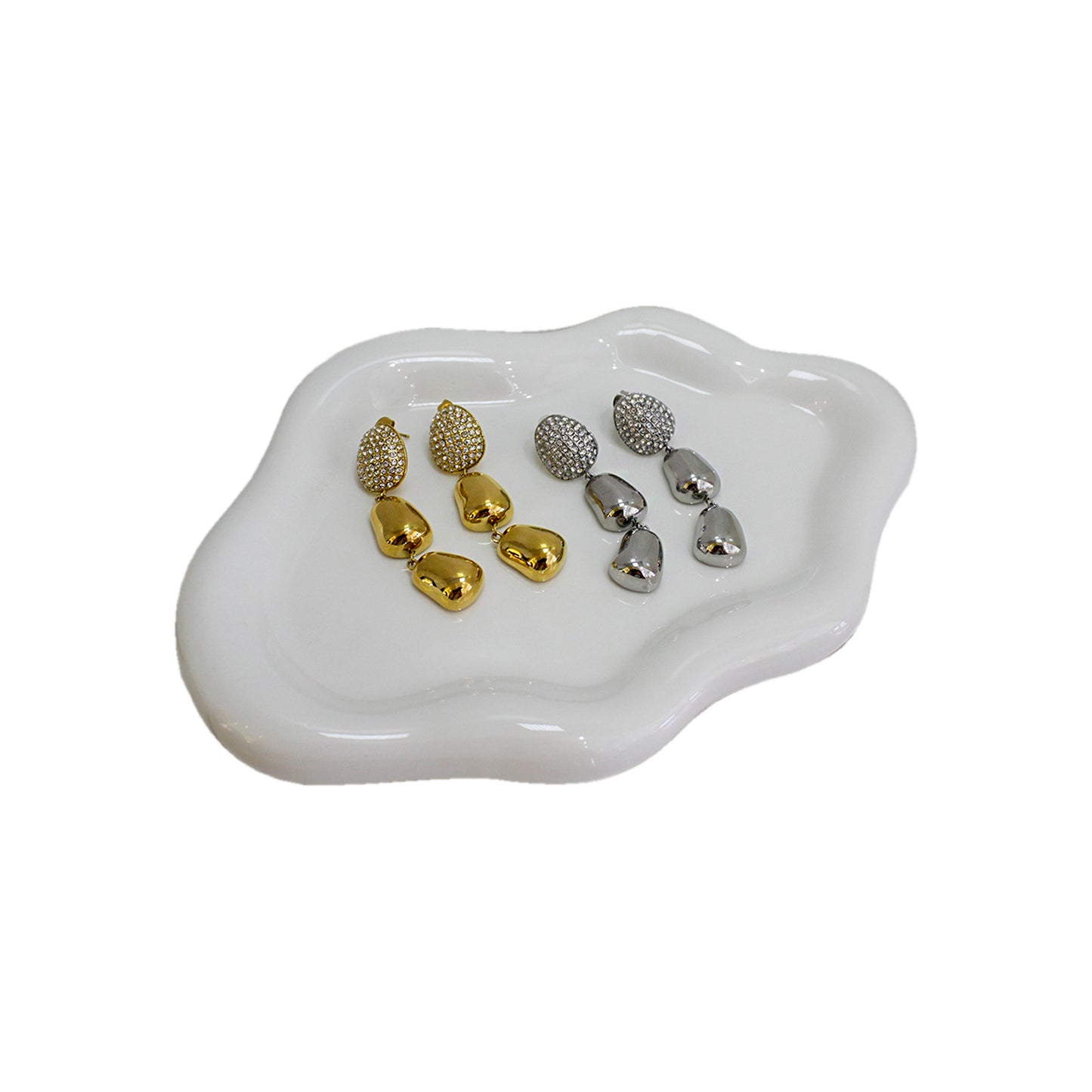 ARETES 3 PIEDRAS COLGANDO