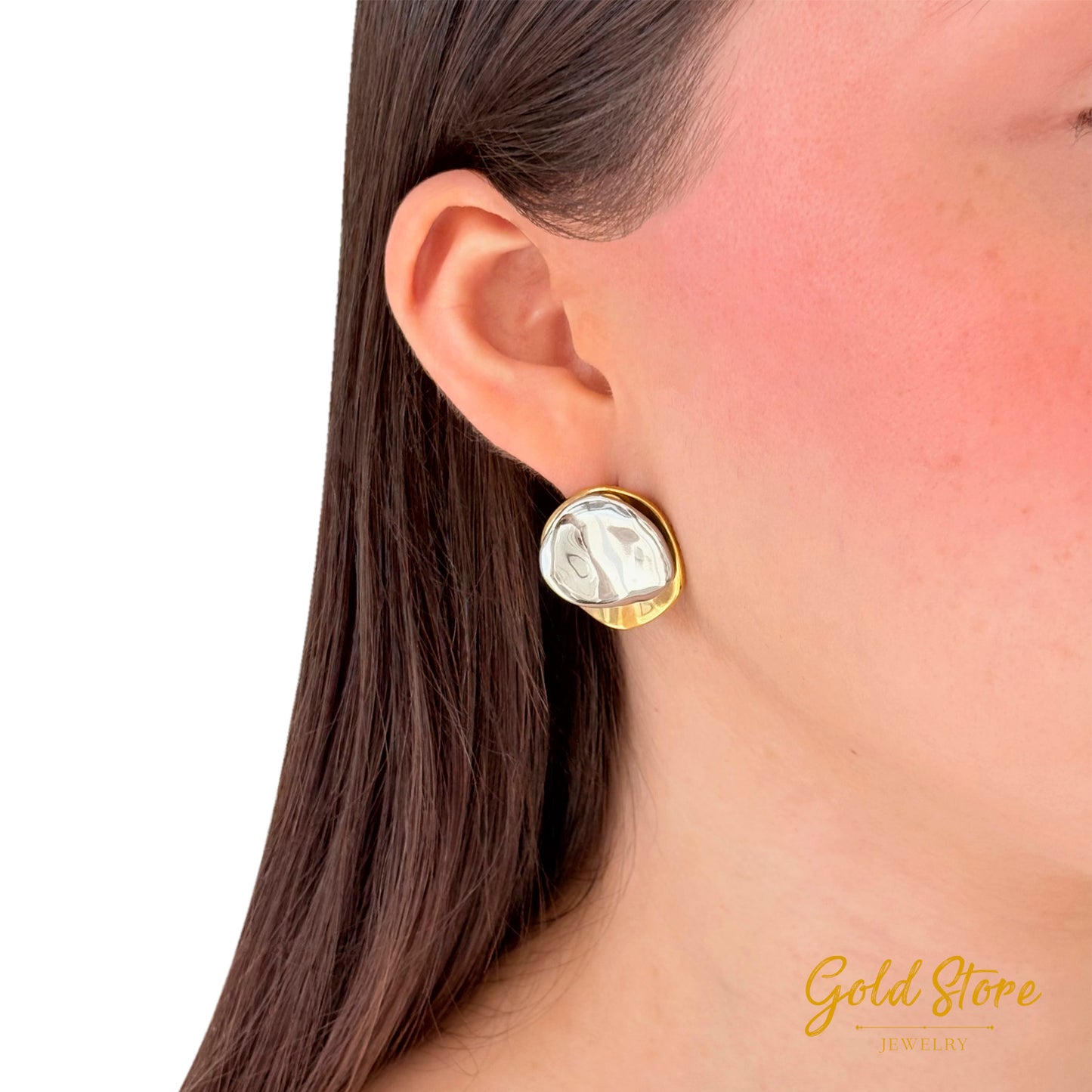 ARETES CIRCULO IRREGULAR BICOLOR
