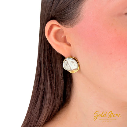 ARETES CIRCULO IRREGULAR BICOLOR