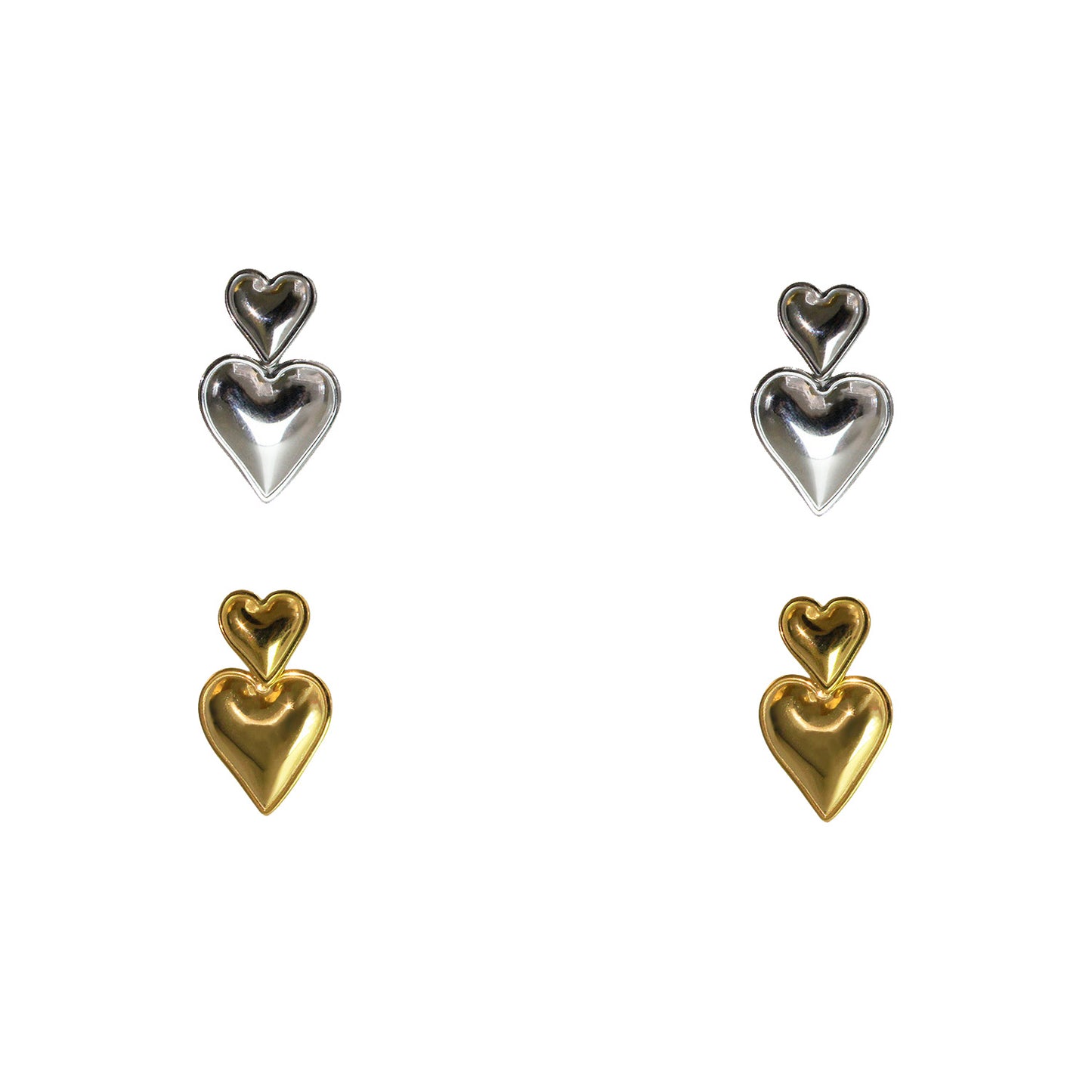 ARETES CORAZÓN DOBLE