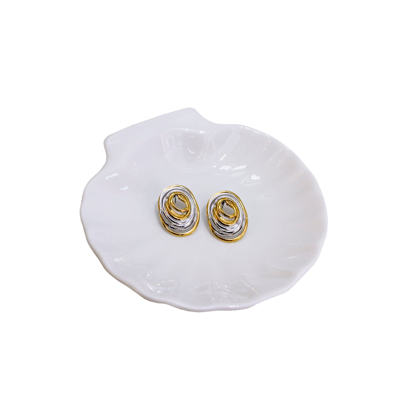 ARETES CIRCULO IRREGULAR BICOLOR