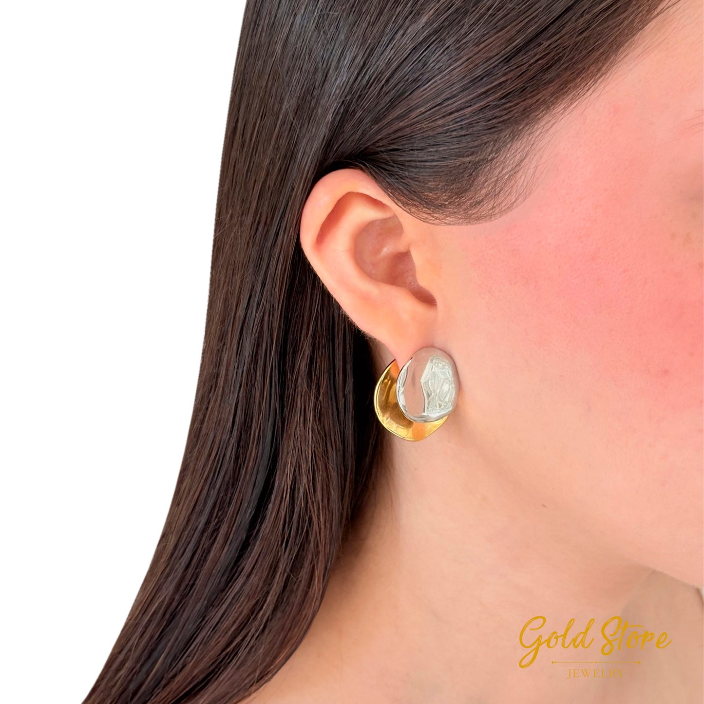ARETES CIRCULO IRREGULAR BICOLOR