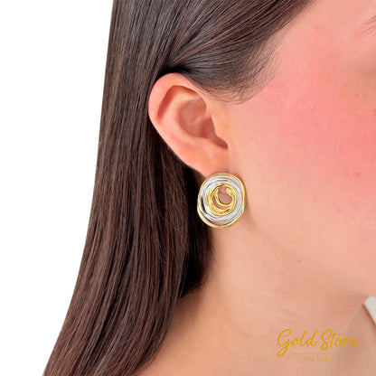 ARETES CIRCULO IRREGULAR BICOLOR