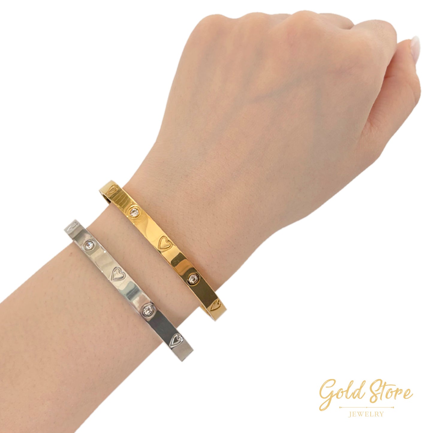 BRAZALETE CORAZONES Y BRILLO