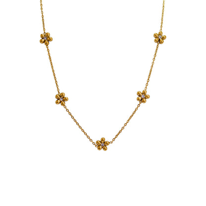 COLLAR 5 FLORES CON ZIRCONIAS