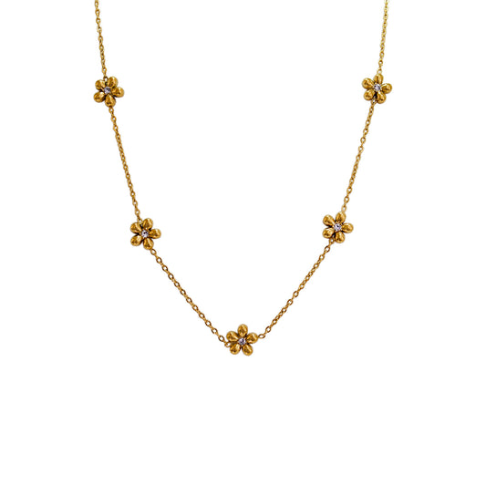 COLLAR 5 FLORES CON ZIRCONIAS