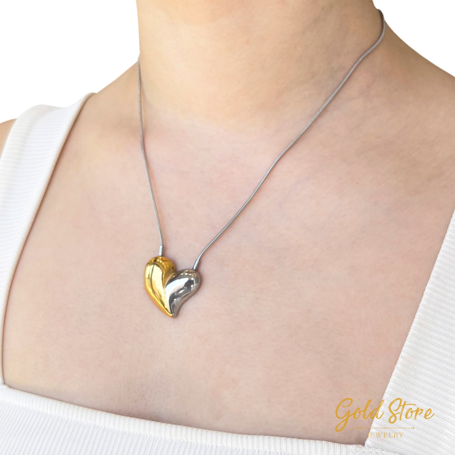 COLLAR CORAZON CHUNKY BICOLOR