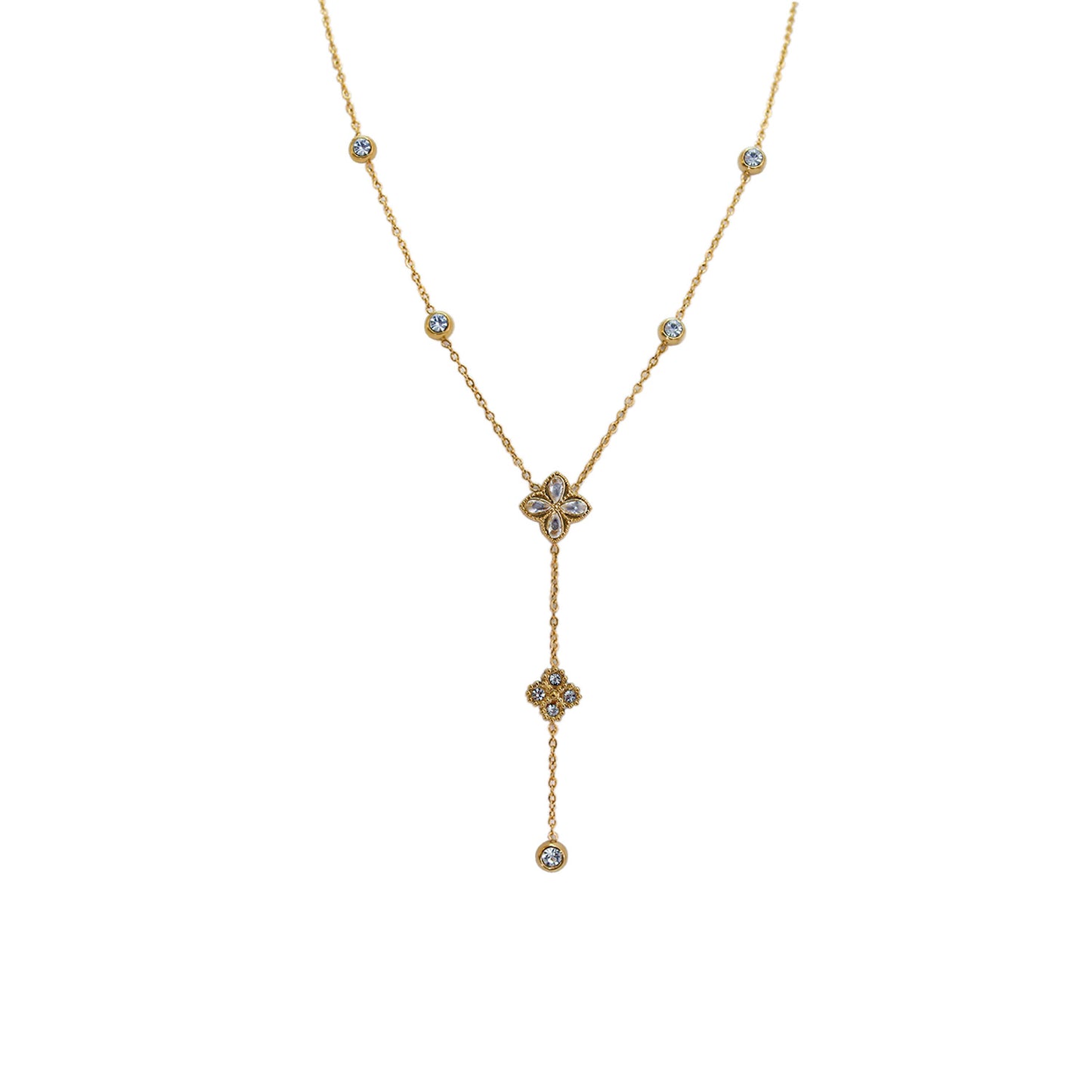 COLLAR CORBATÍN 2 TRÉBOL CON ZIRCONIAS