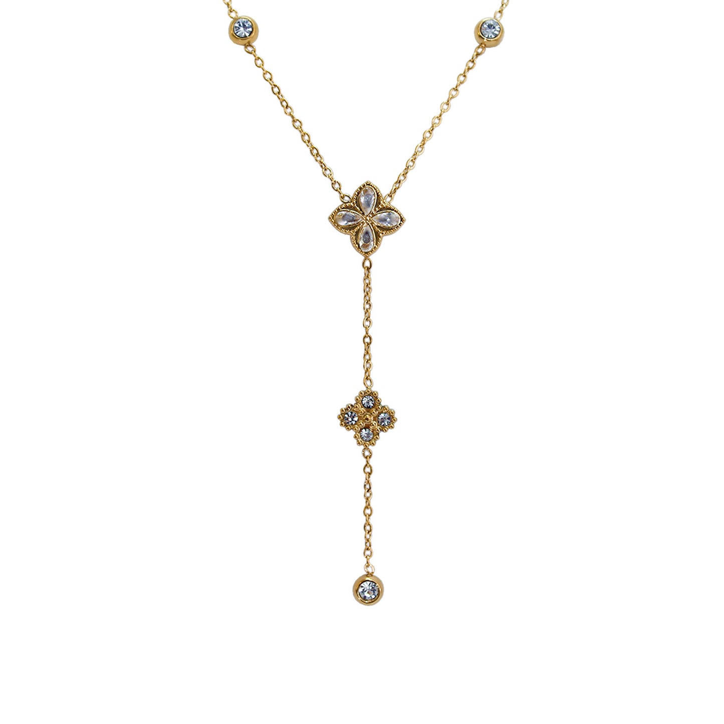 COLLAR CORBATÍN 2 TRÉBOL CON ZIRCONIAS