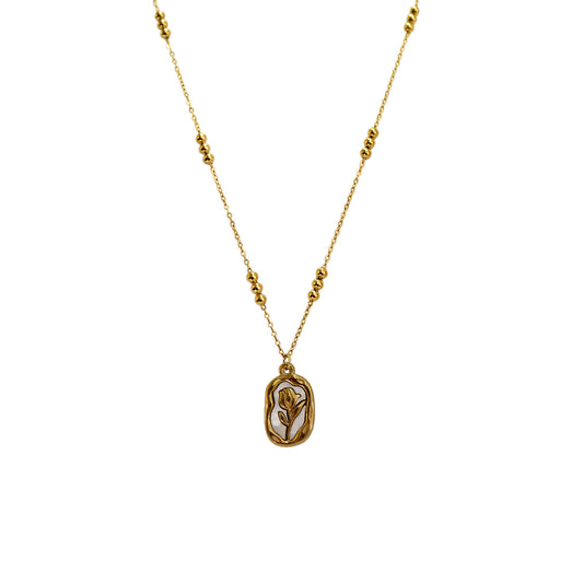 COLLAR ROSA MADRE PERLA