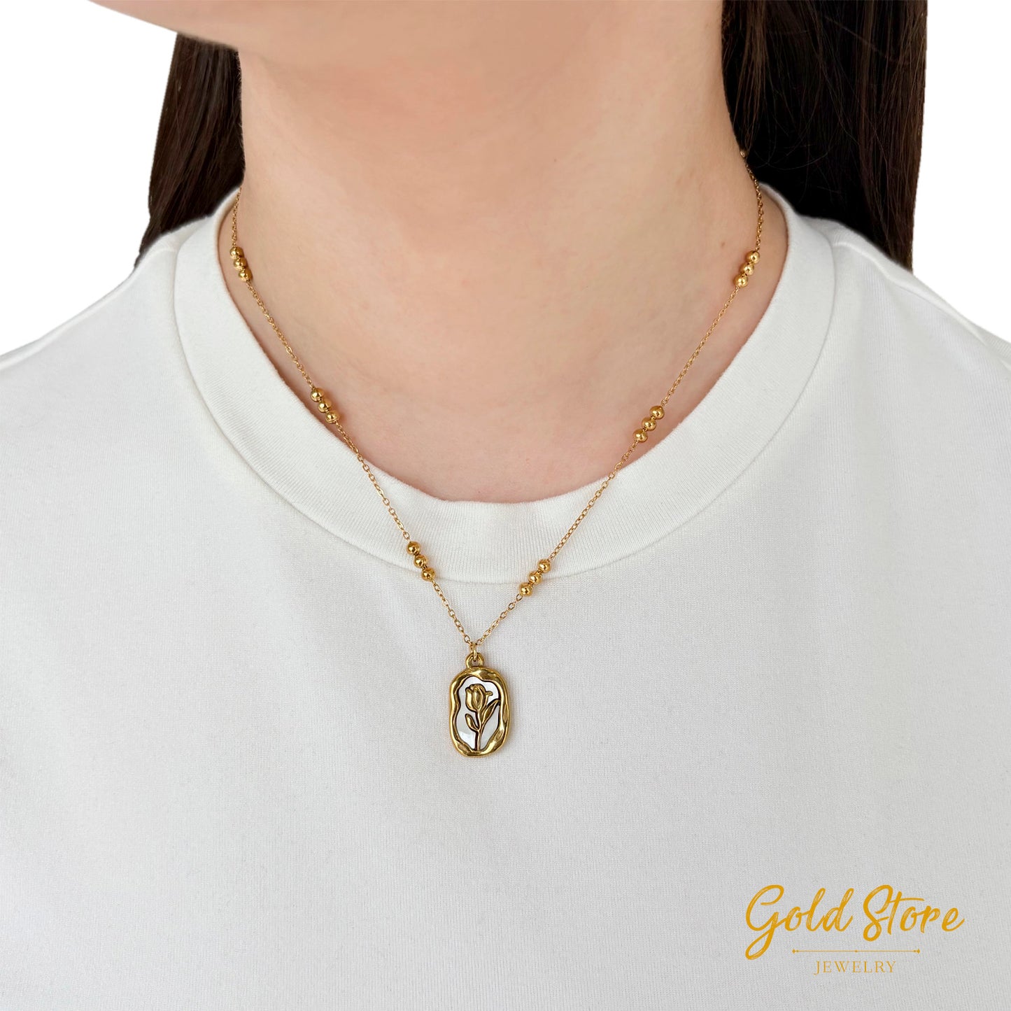 COLLAR ROSA MADRE PERLA