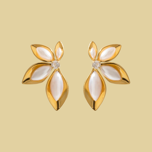 ARETES MEDIA FLOR CON PERLAS