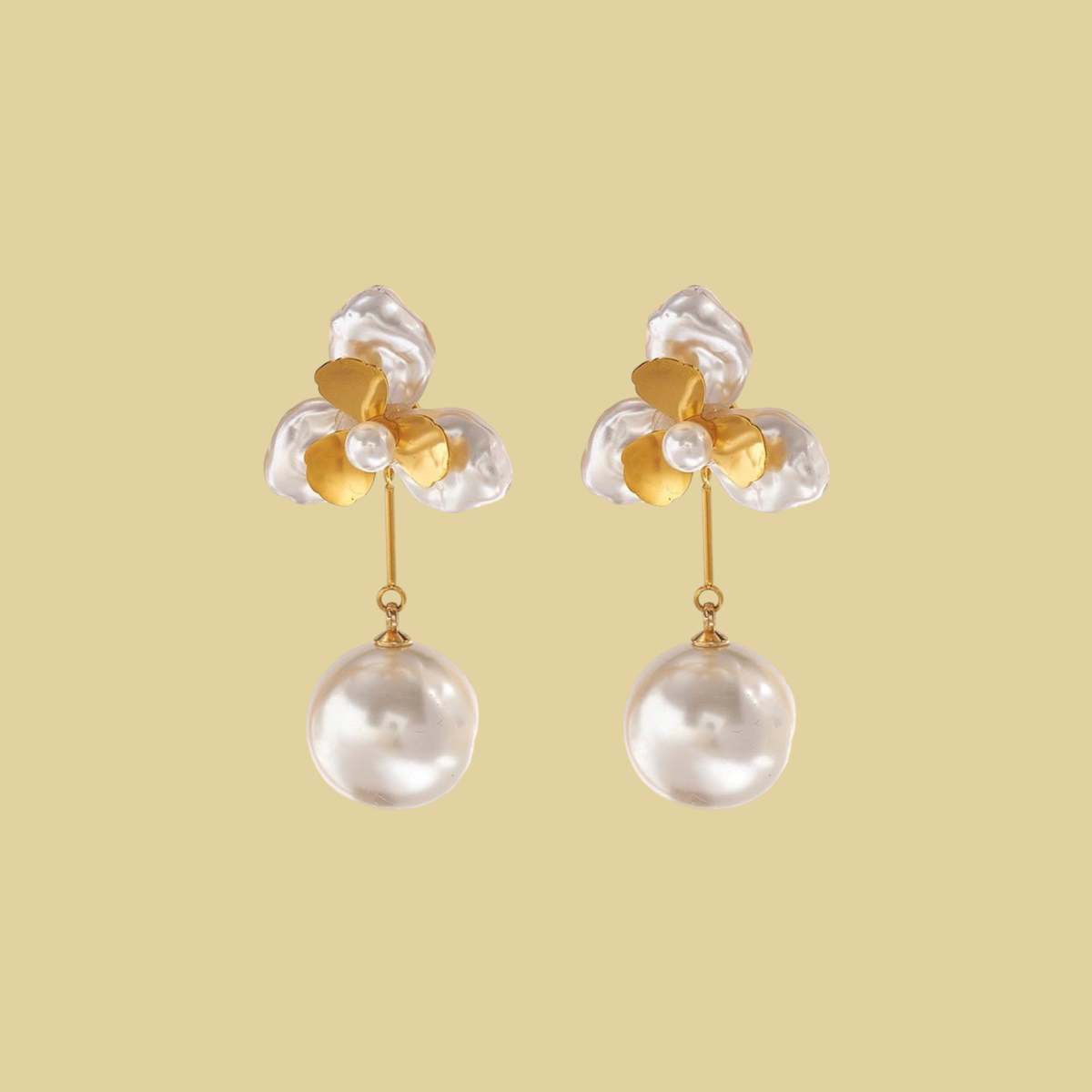 ARETES FLOR DE PERLA CON PERLA COLGANDO