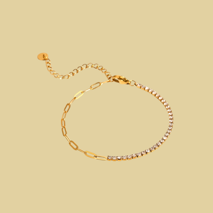 PULSERA MITAD ZIRCONIAS Y ESLABONES